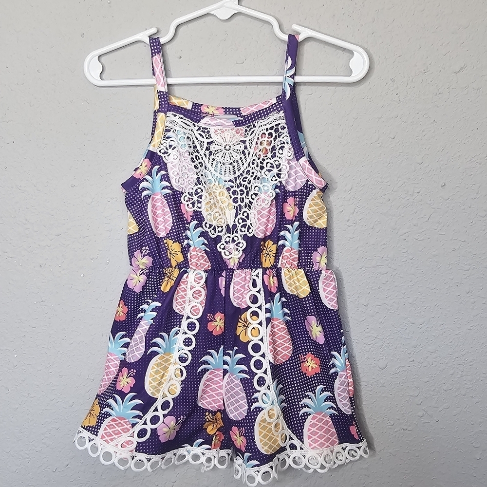 Dash of Glitter Romper‎ Toddler Girl XS 12-18M Purple Pineapple Novelty Lace